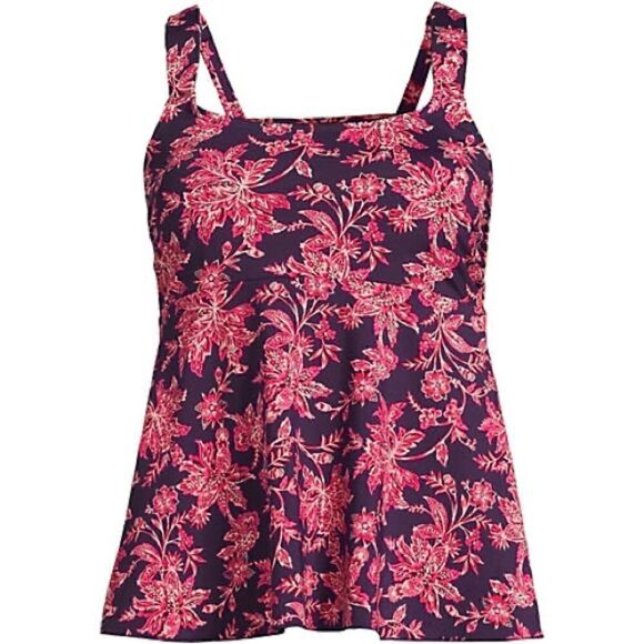 Land’s End Tankini Plus Standard soft cup blackberry strawberry Jacobean Various - Picture 1 of 5